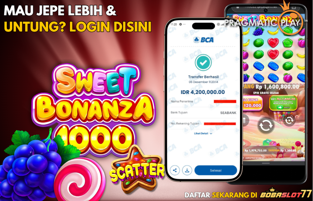Selamat kepada user id : yu***ia Wede Rp 4.200.000 di Game SWEET BONANZA 1000 PRAGMATIC PLAY Cair Gk Sampe 1 Menit! Menang Mudah di Bobaslot77
